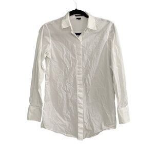 THEORY Nareen Cotton Hidden Button Front Blouse White XS